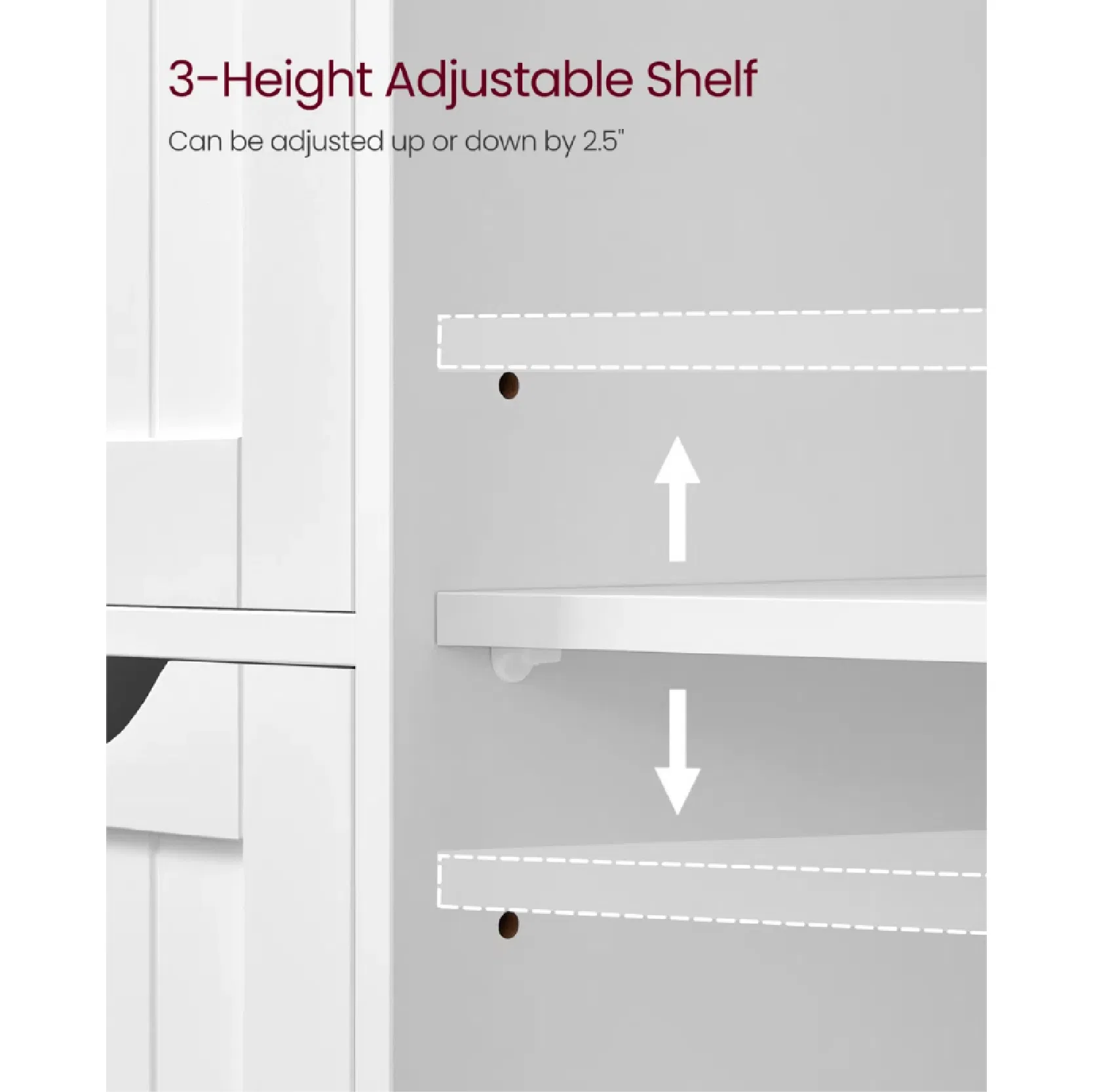 Modern White Minimalist Bathroom Cabinet Waterproof and Moisture-Resistant Adjustable Shelves Hidden Handles