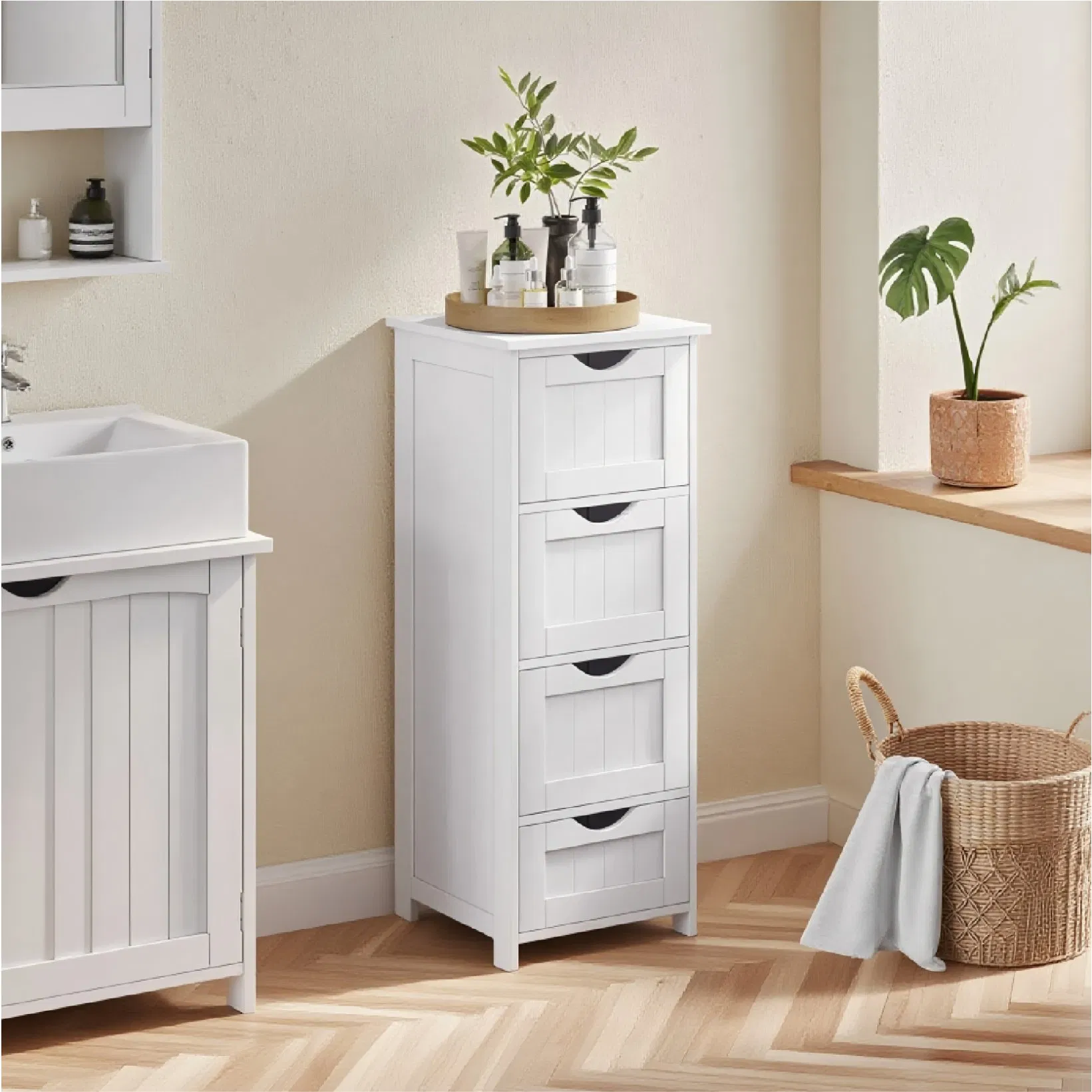 Modern Customizable White Wooden Storage Bathroom Toilet Cabinet
