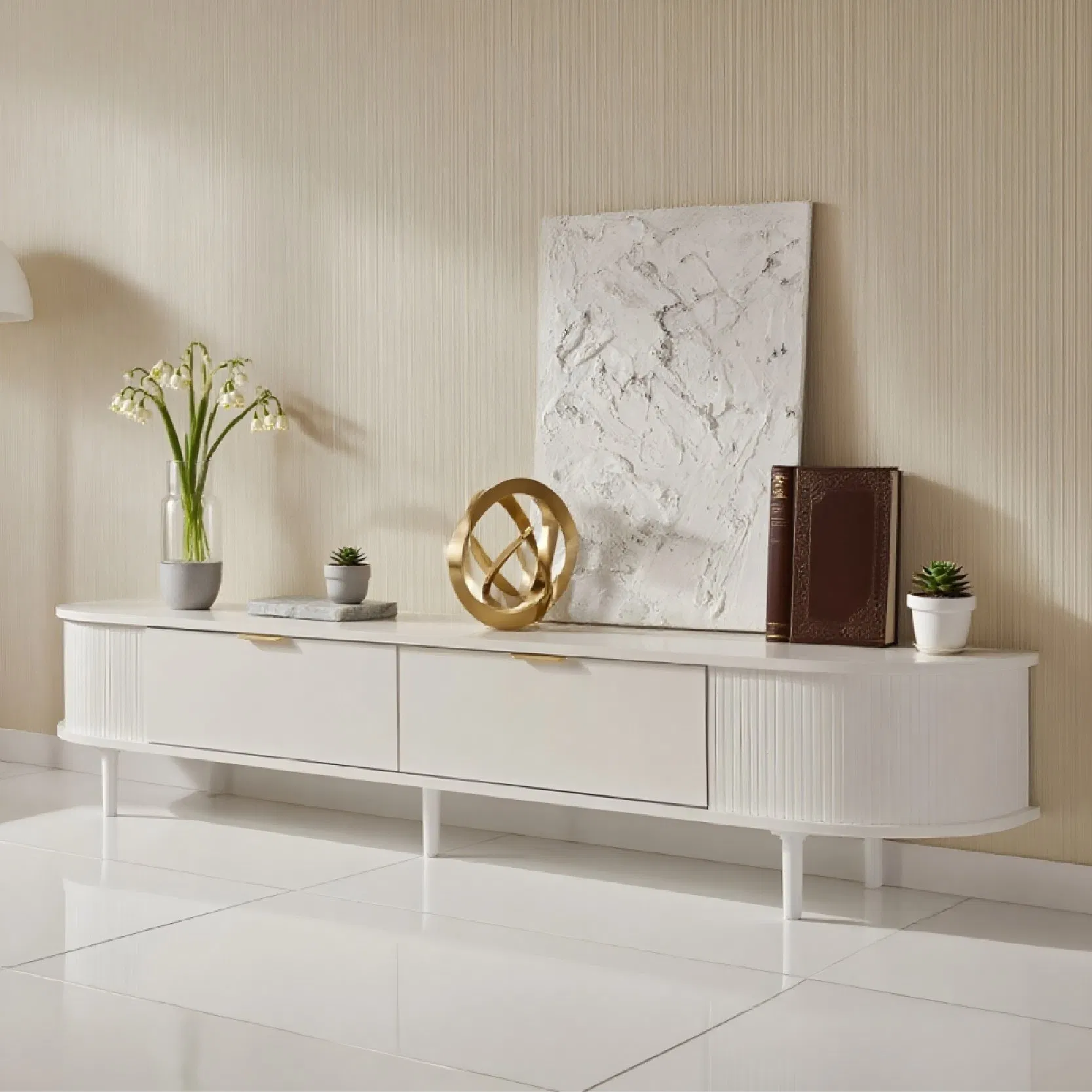 Wooden Living Room Furniture with Storage Modern TV Stand