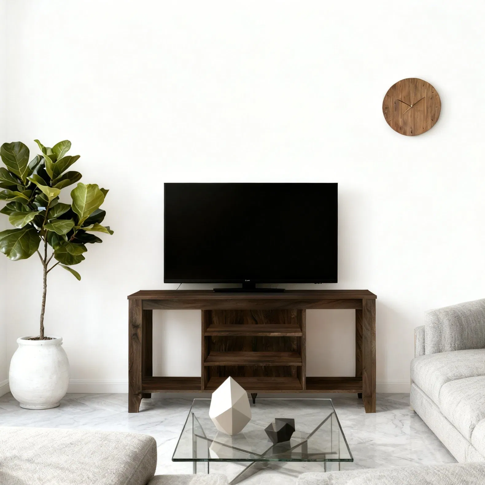 Stylish Wooden Entertainment Center for TVs and Media Devices