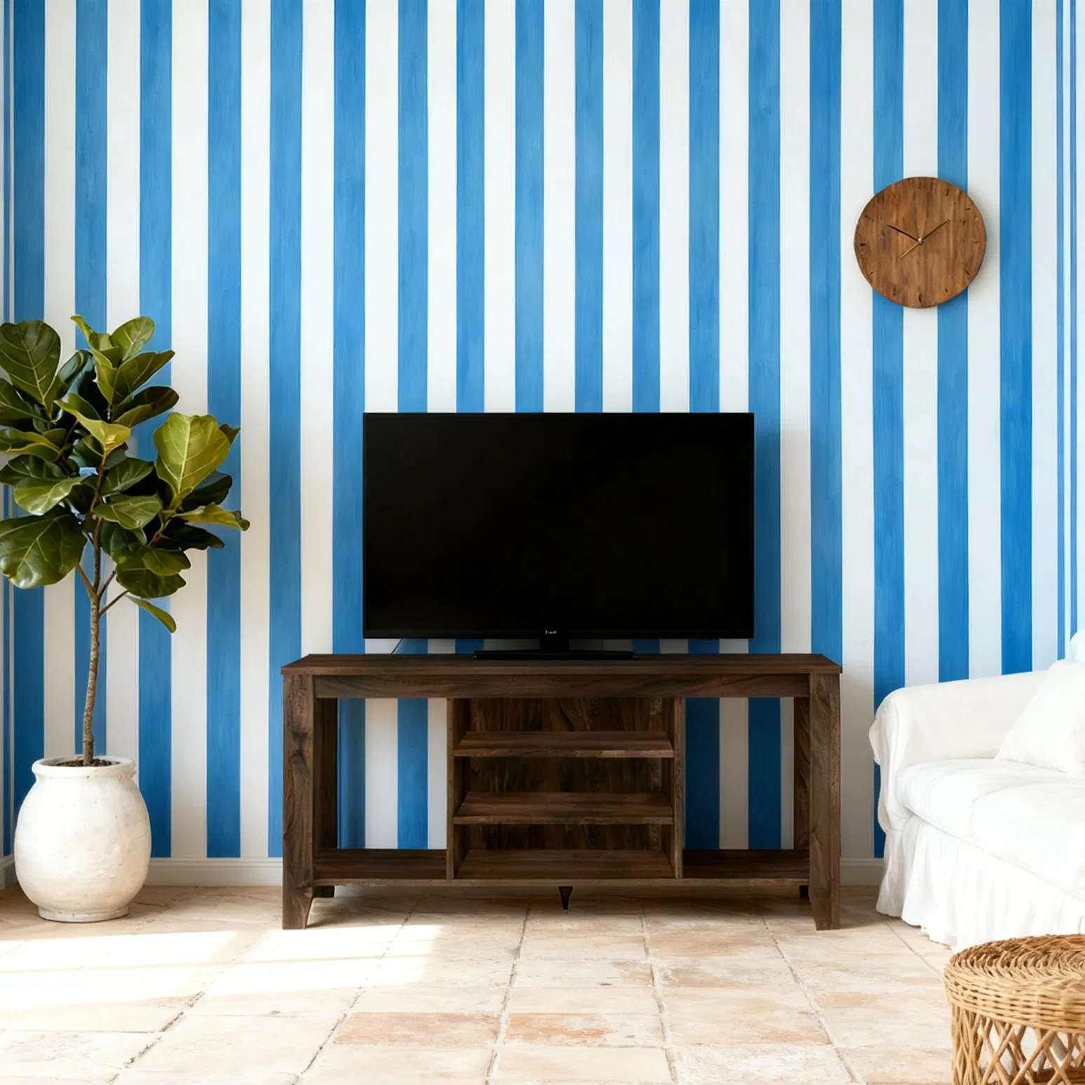 Stylish Wooden Entertainment Center for TVs and Media Devices