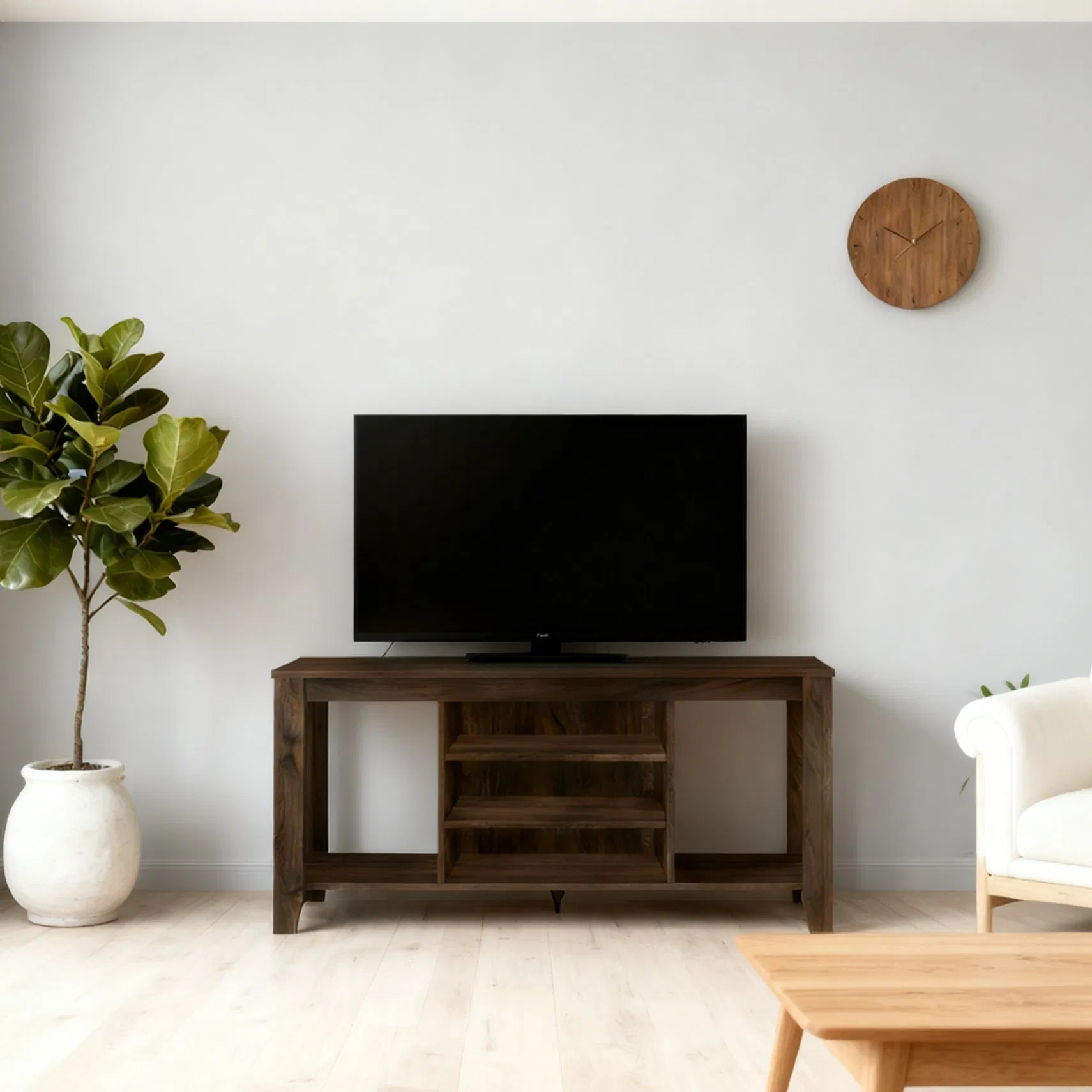 Stylish Wooden Entertainment Center for TVs and Media Devices