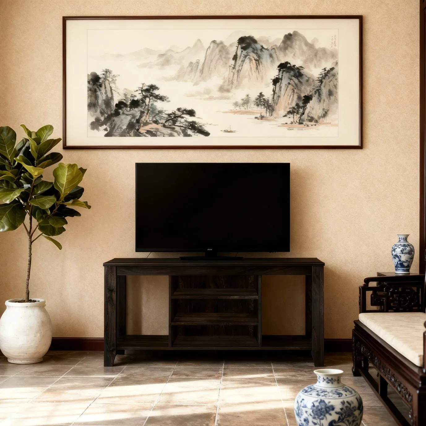 Stylish Wooden Entertainment Center for TVs and Media Devices