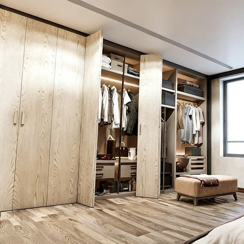 Solid Wood Wardrobe for Bedroom Home Clothes Daily Storage Use