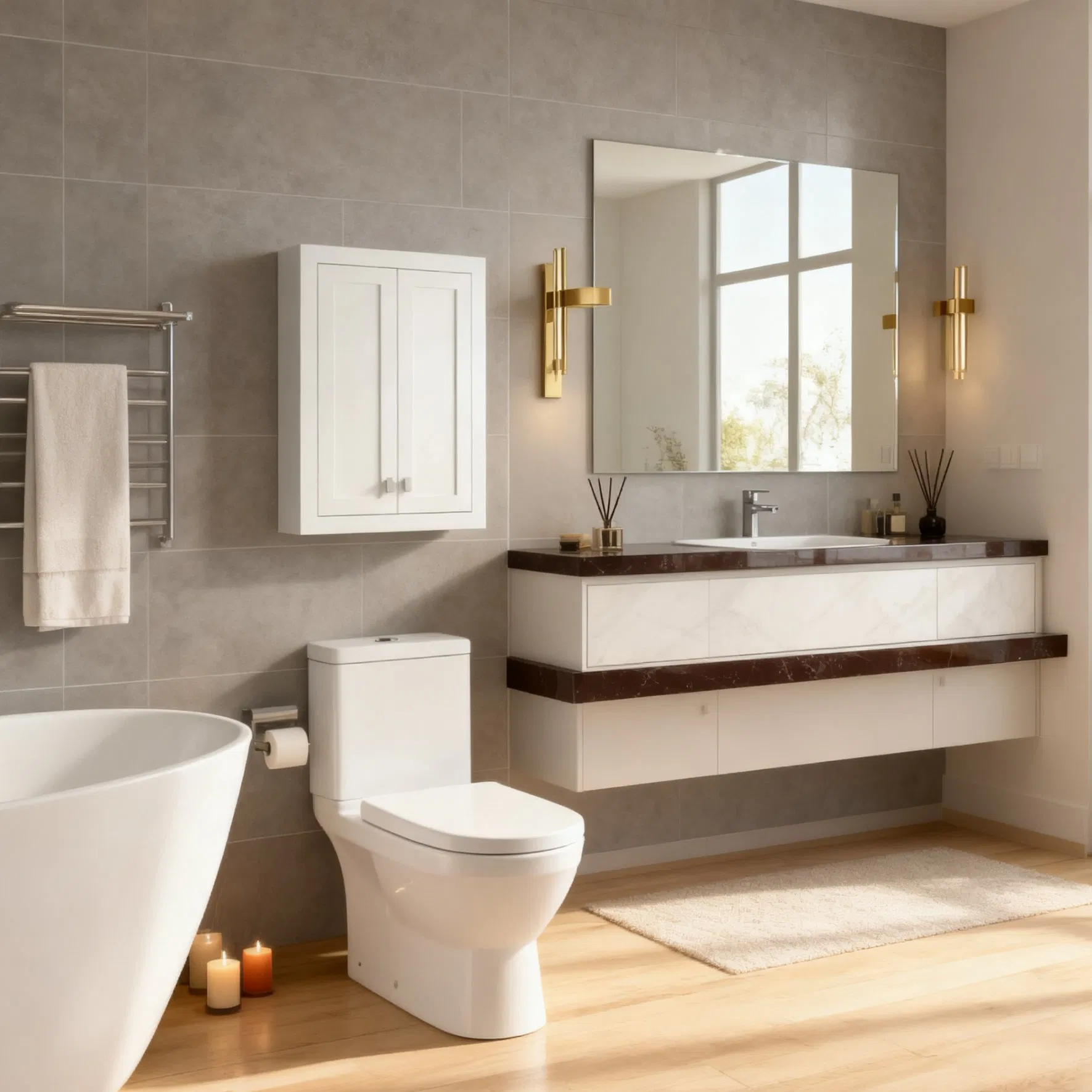 Minimalist Design Versatile Wooden Bathroom Shelf Over Toilet