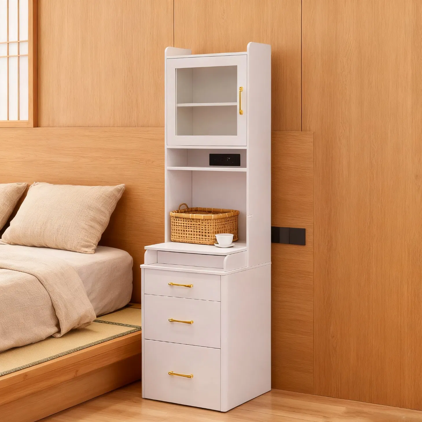 Modern Design Smart Housekeeper Wooden Bedside Table