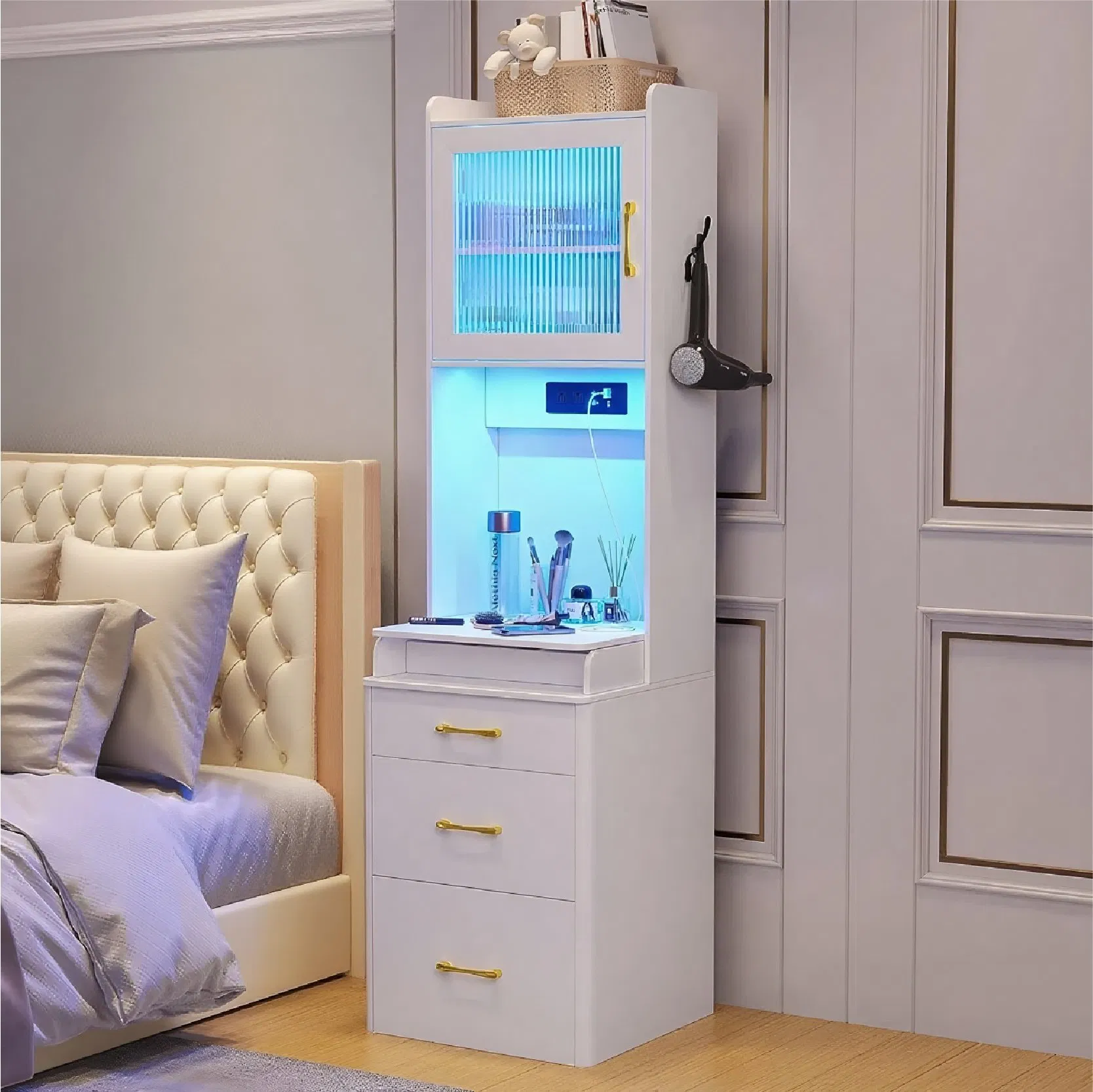 Modern Design Smart Housekeeper Wooden Bedside Table
