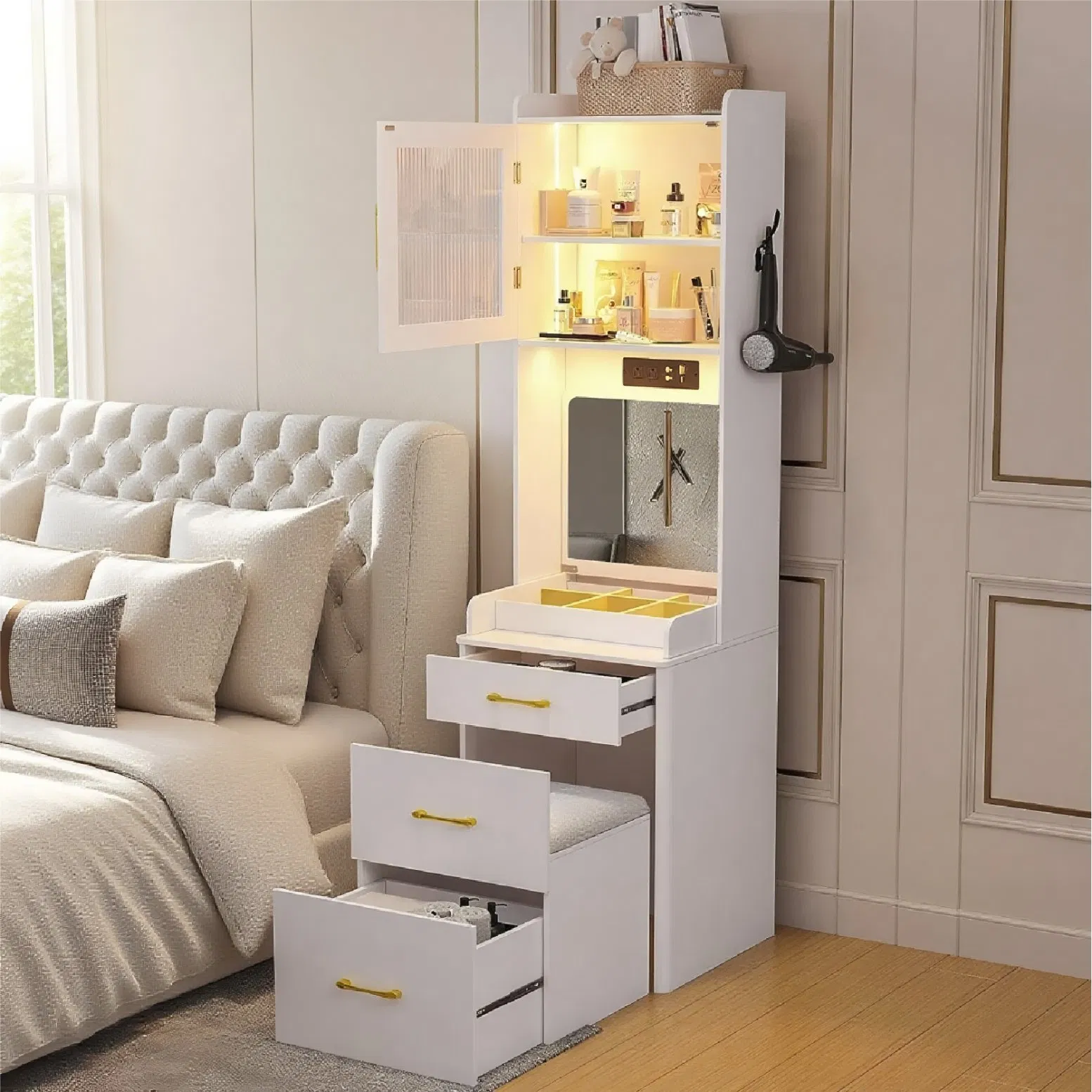 Modern Design Smart Housekeeper Wooden Bedside Table