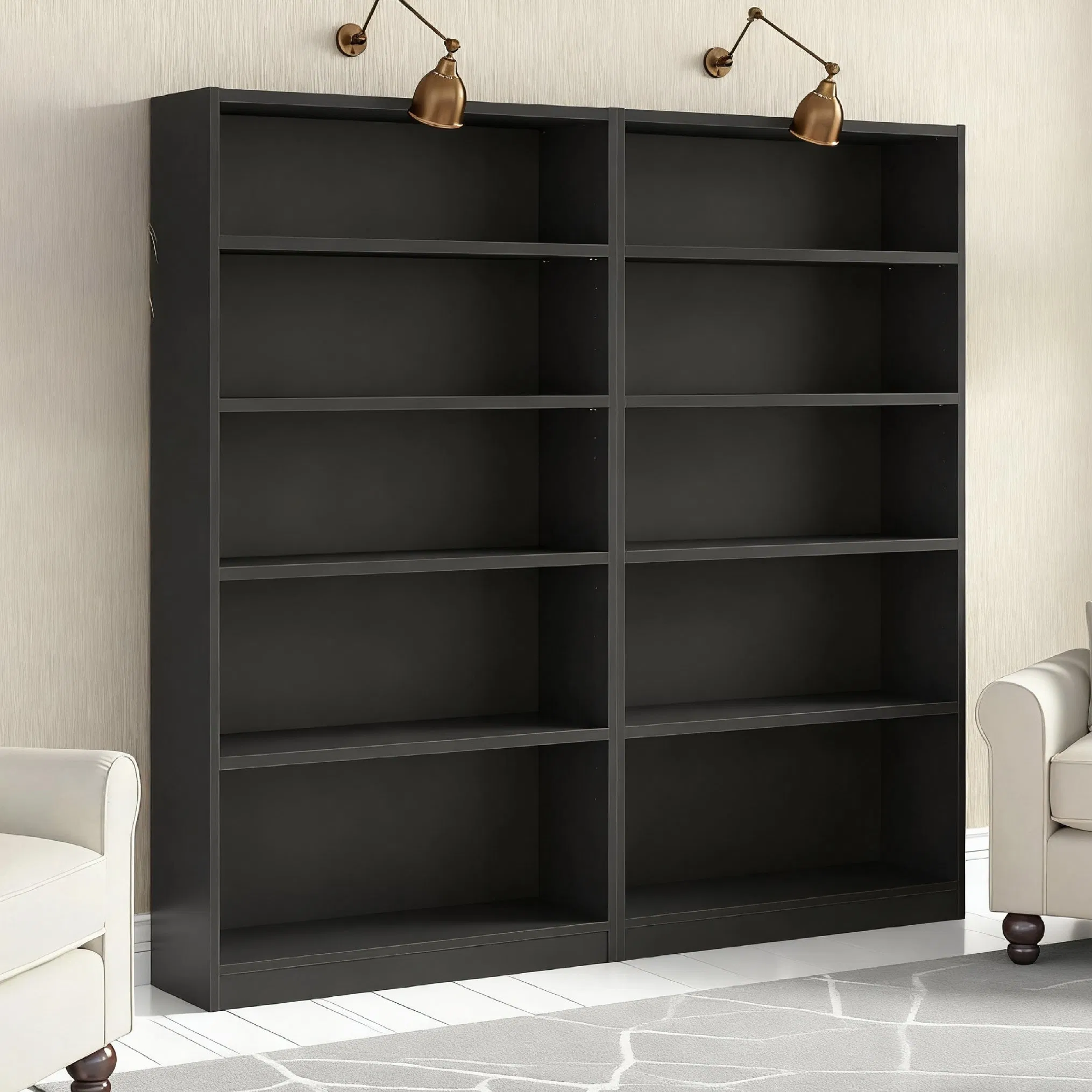 Modern Minimalist Style Design High Texture Black Office Bookshelf