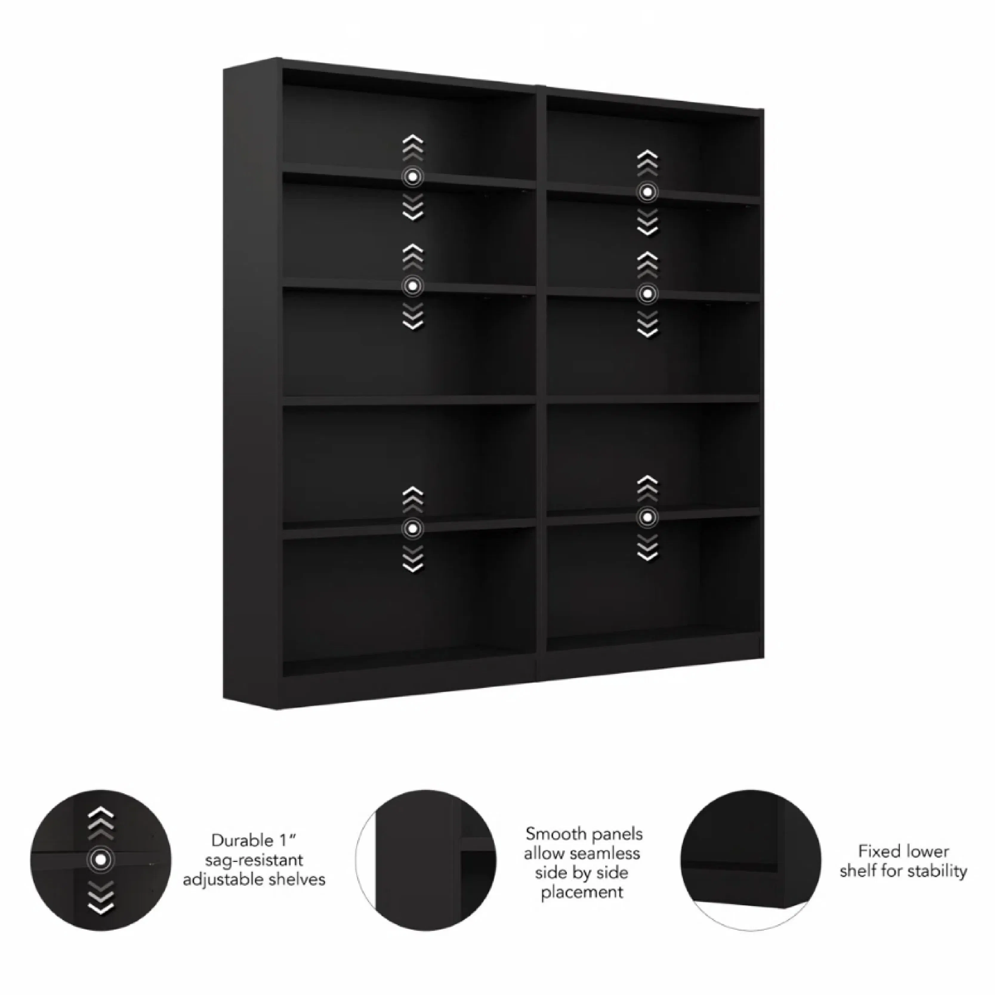 Modern Minimalist Style Design High Texture Black Office Bookshelf