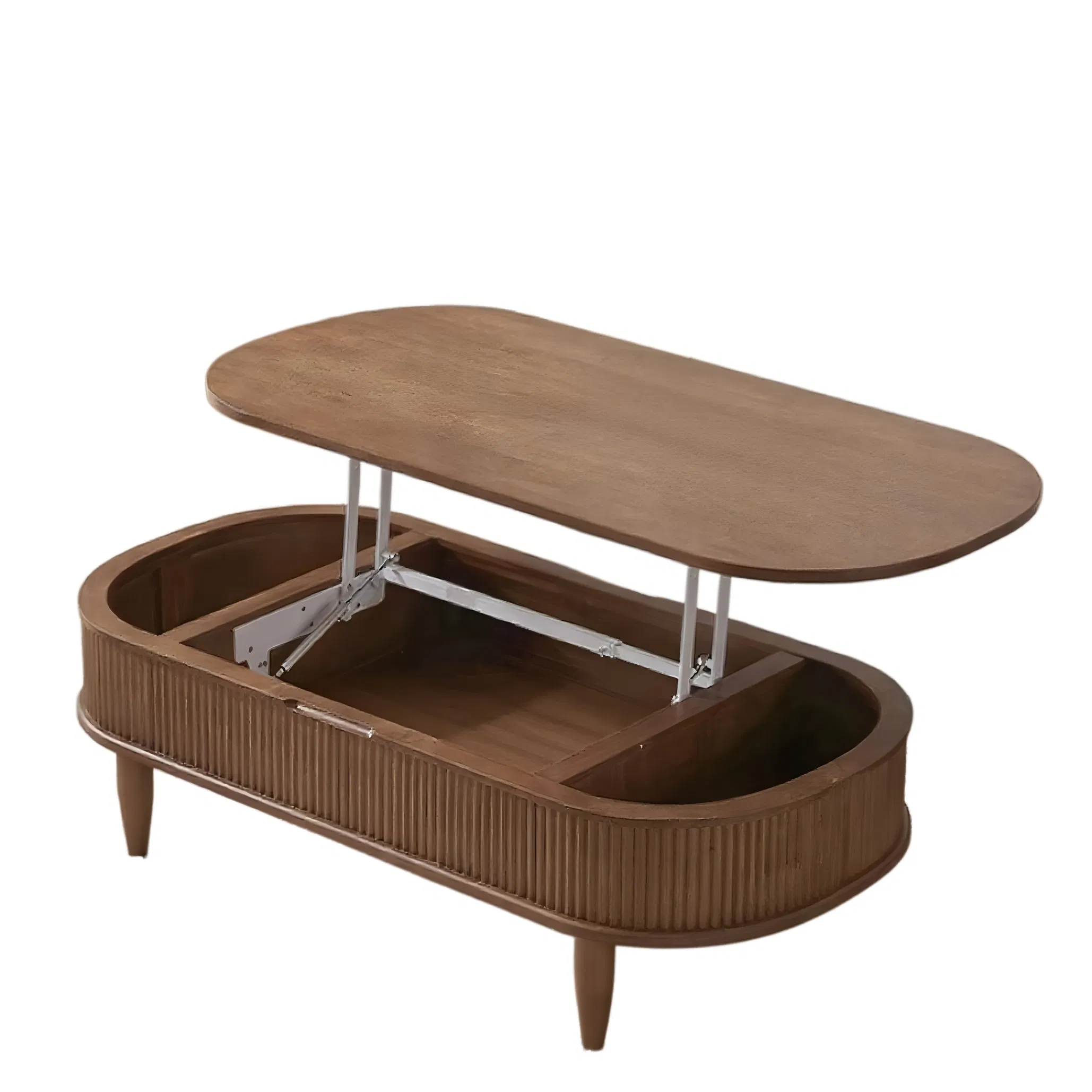Modern Unusual Coffee Table with Hidden Storage, Lift-Top, Metal Bracket and Metal Lifting Device
