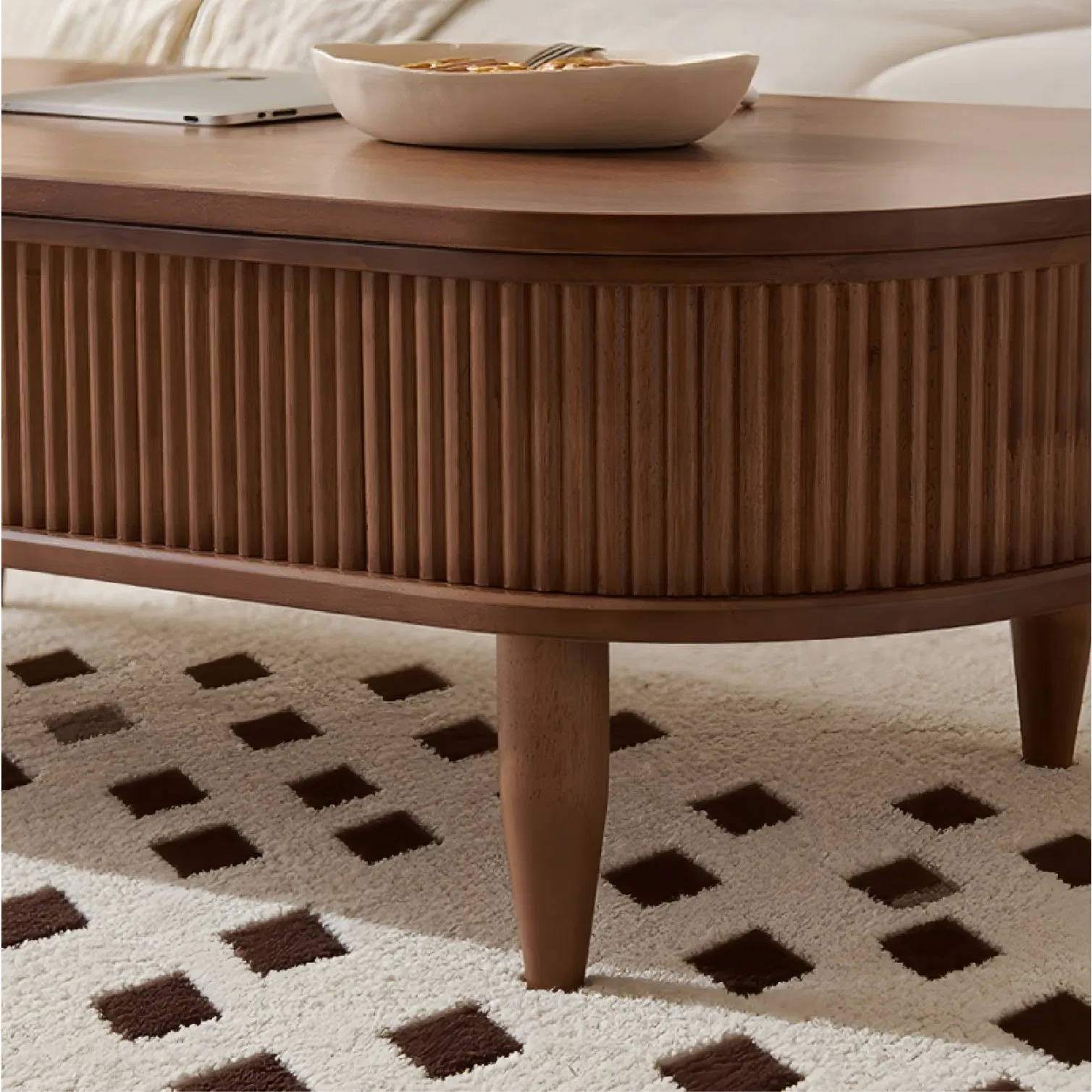 Modern Unusual Coffee Table with Hidden Storage, Lift-Top, Metal Bracket and Metal Lifting Device