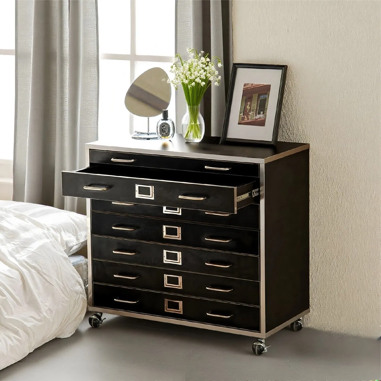 Modern Minimalist Large Storage Office Wooden Filing Cabinet
