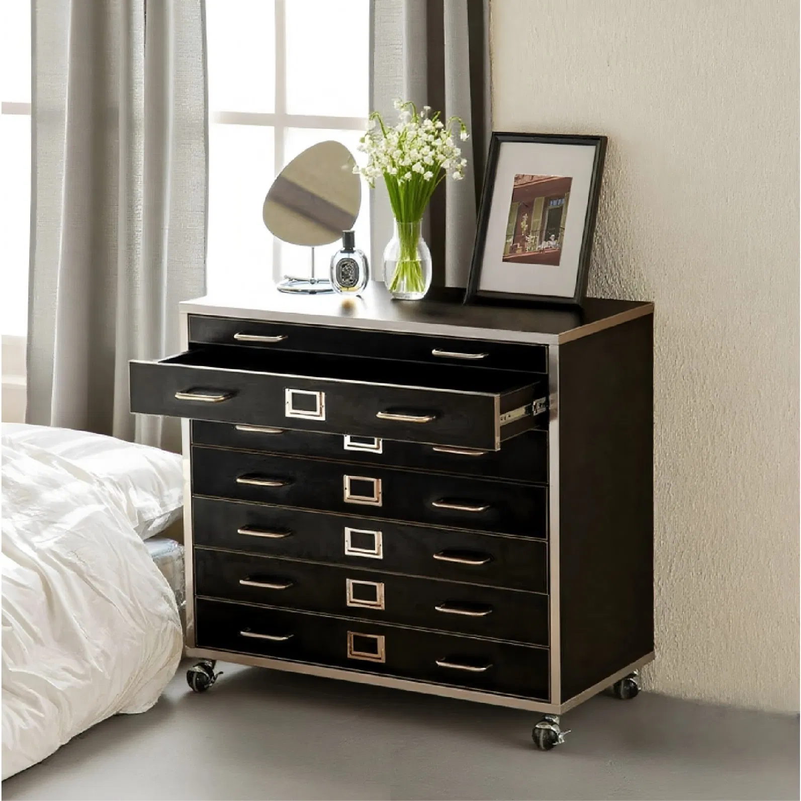 Modern Minimalist Large Storage Office Wooden Filing Cabinet