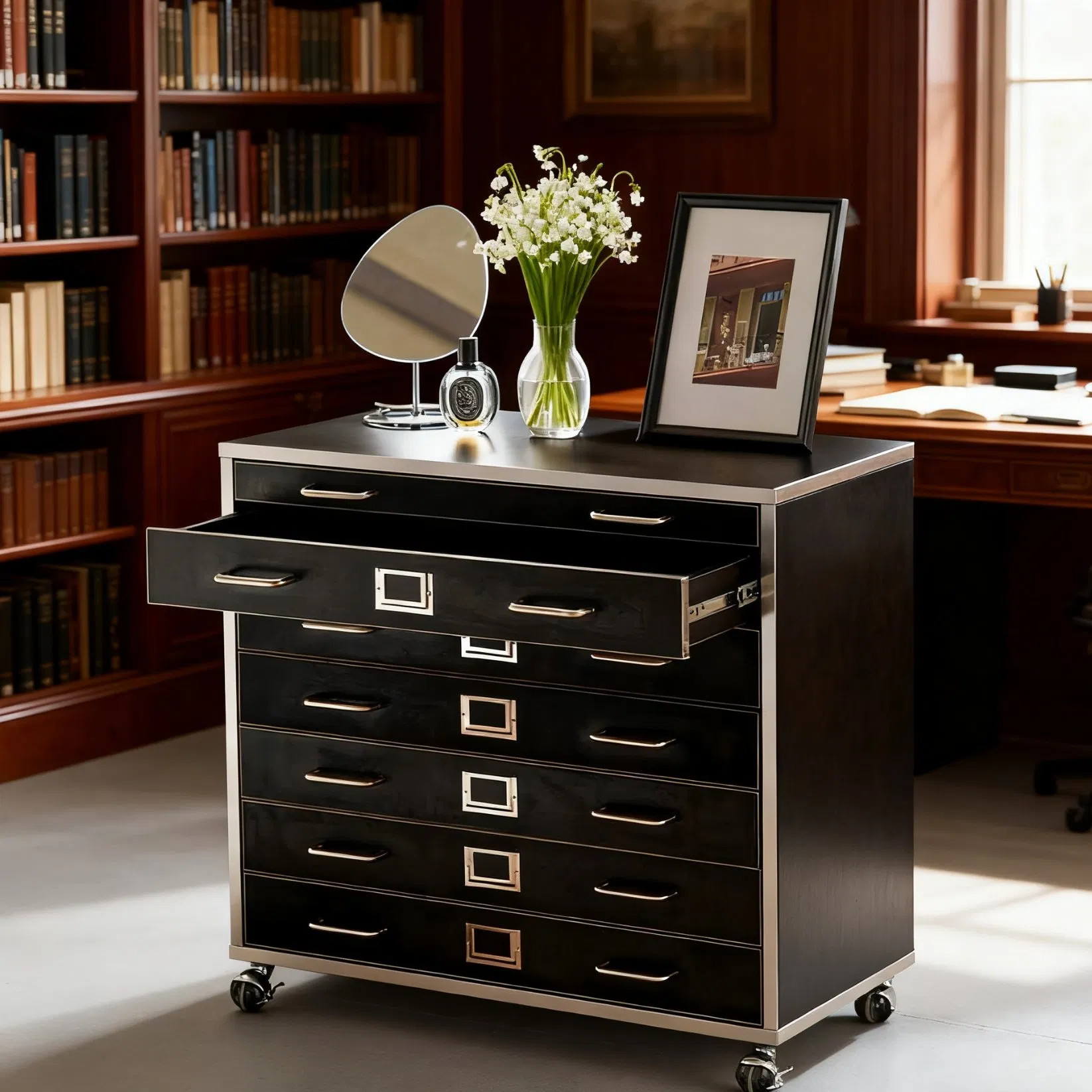 Modern Minimalist Large Storage Office Wooden Filing Cabinet