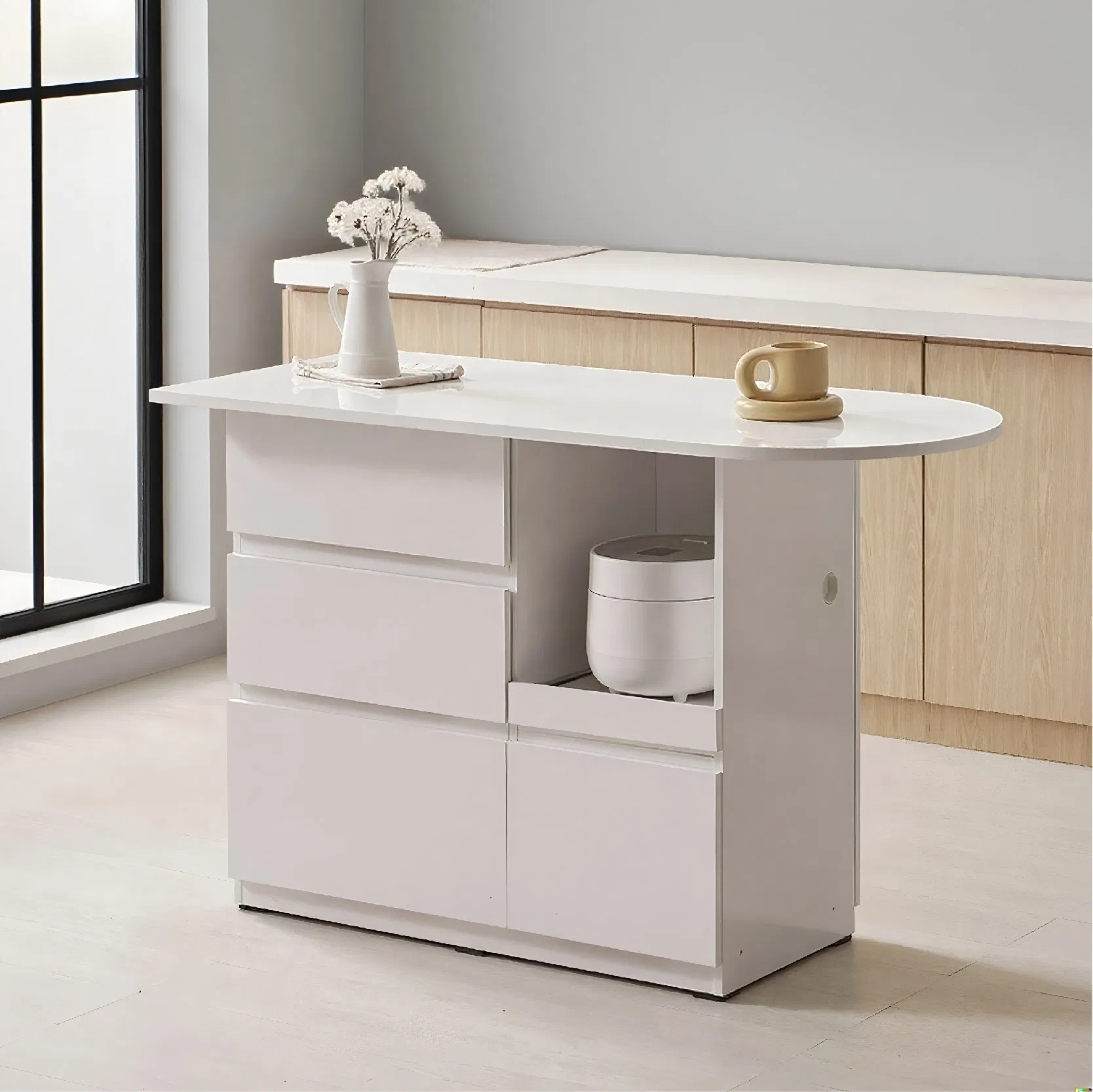 Luxury Kitchen Furniture Wood with Island Modern Kitchen Cabinet Sets