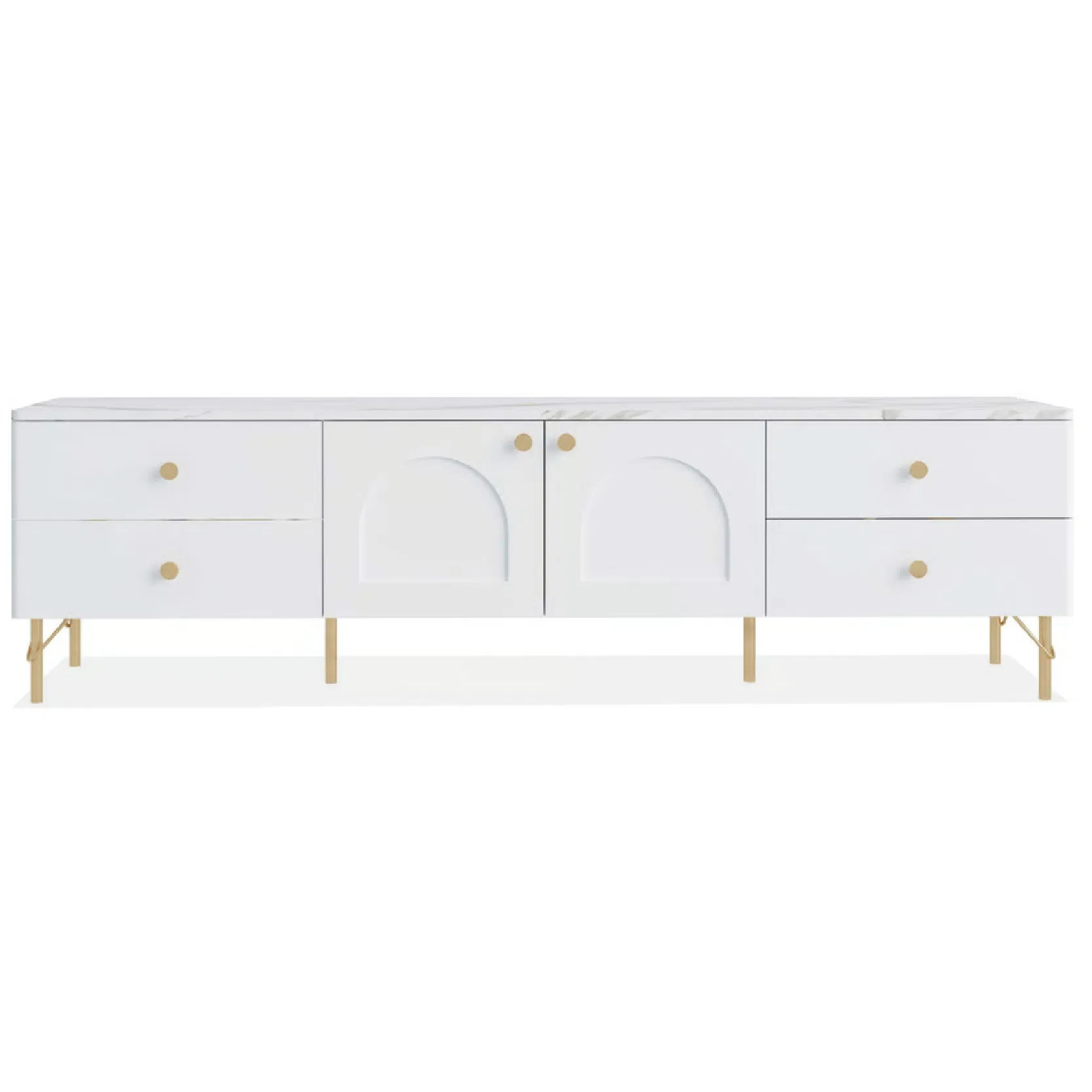 Modern Luxury Wooden Marble Living Room Stand with Drawer TV Cabinet