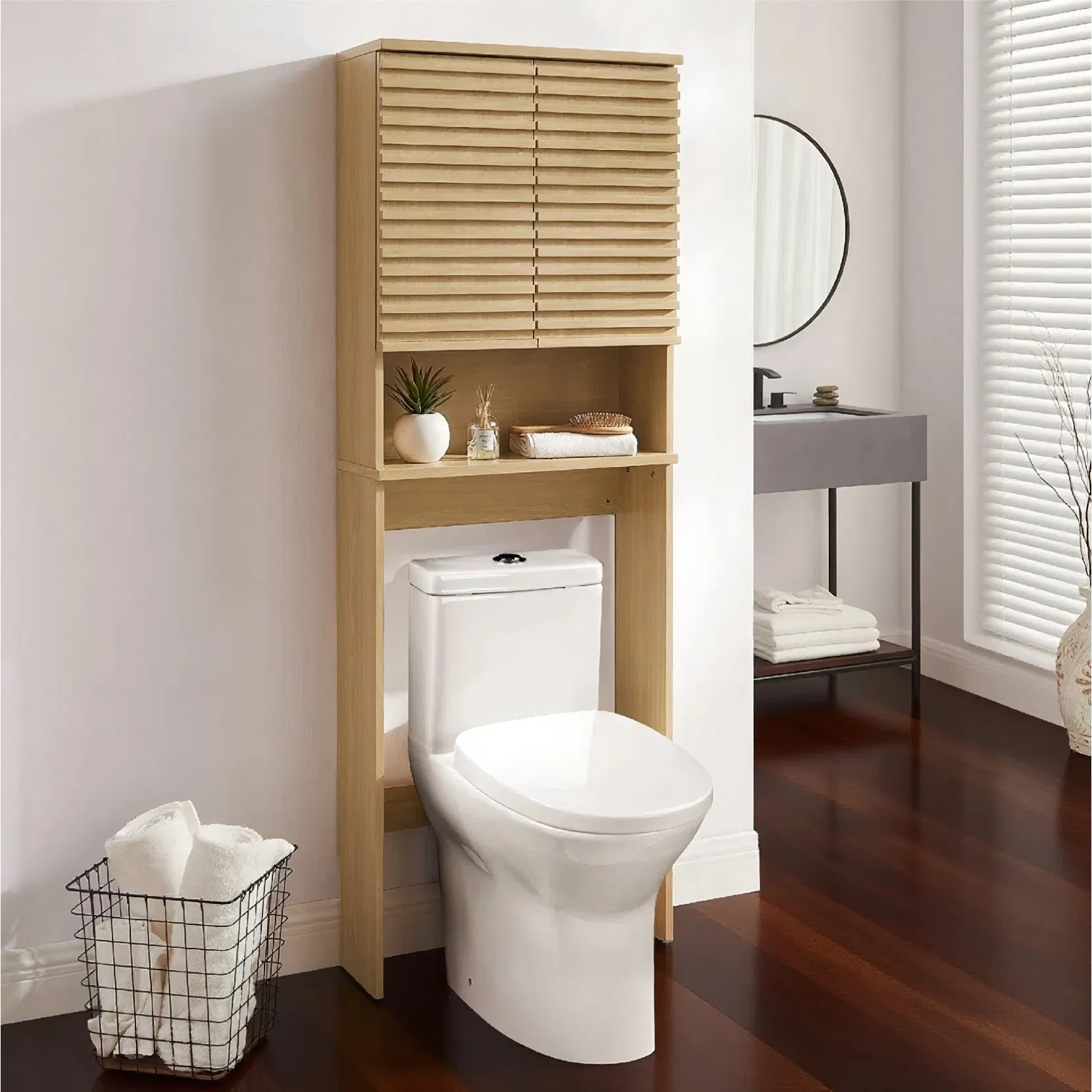 Designer Customized Designed Integrated Wooden Bathroom Shelf Over Toilet