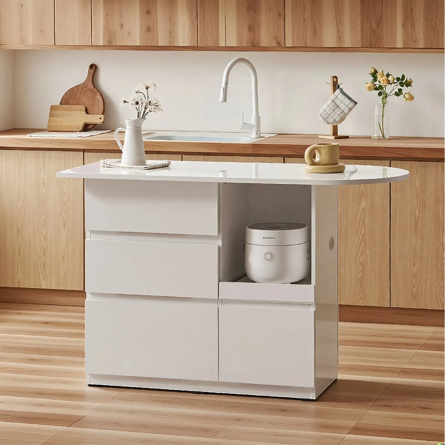Versatile White Storage Units for Kitchen and Dining Essentials