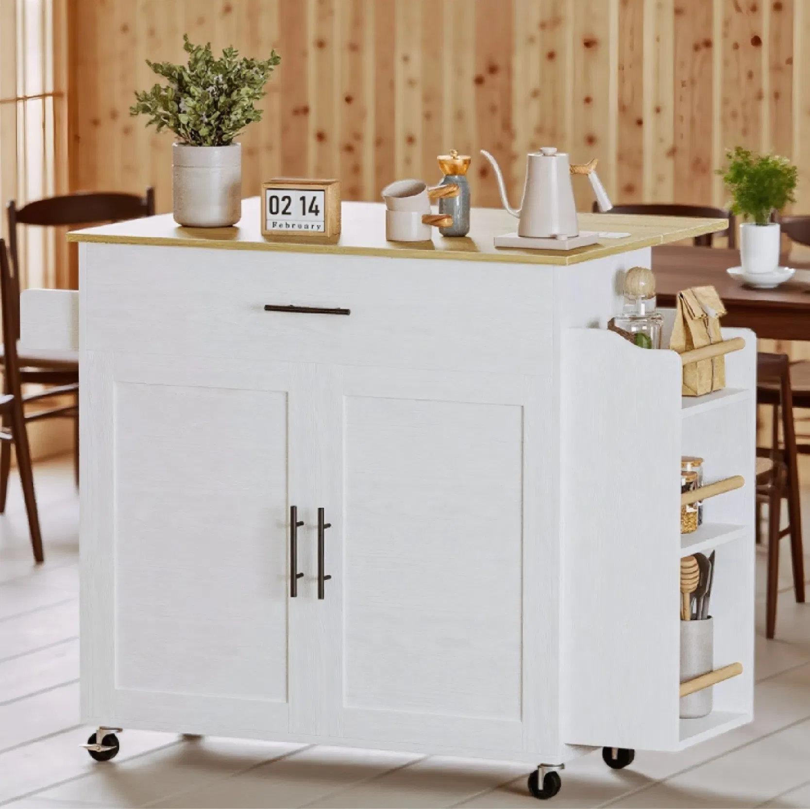 Latest Design of Modern Movable Wooden Kitchen Island