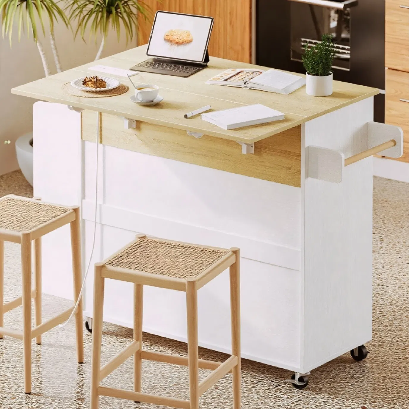 Latest Design of Modern Movable Wooden Kitchen Island