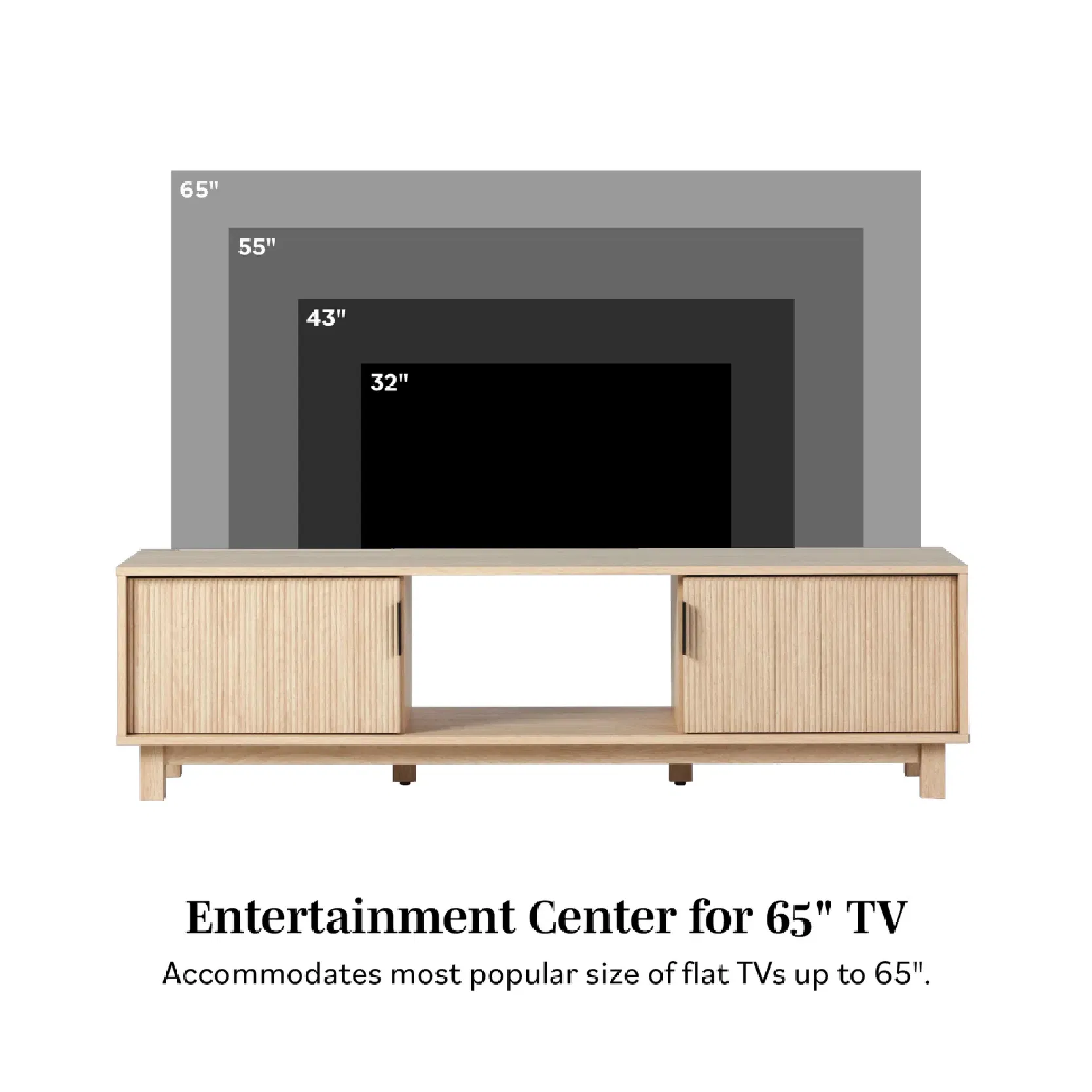 Designer Brand Solid Wood Striped Home TV Cabinet