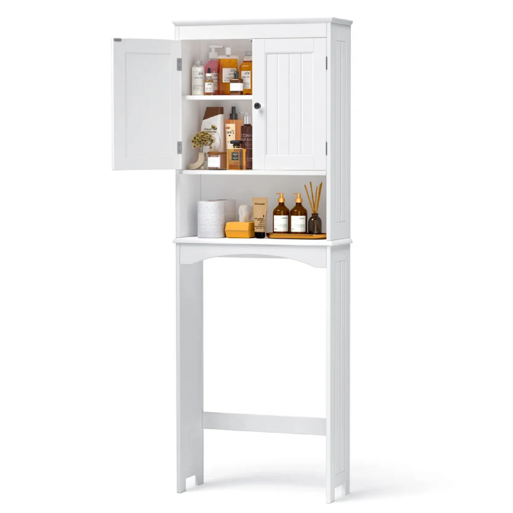 Stylish Anti-Overturning Wooden Toilet Cabinet with Waterproof Finish