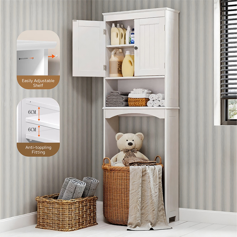 Stylish Anti-Overturning Wooden Toilet Cabinet with Waterproof Finish