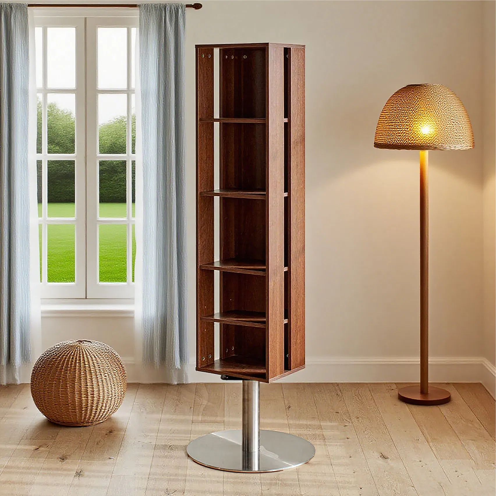 High-Quality Wooden Small Storage Rotating Side Cabinet Bookshelf