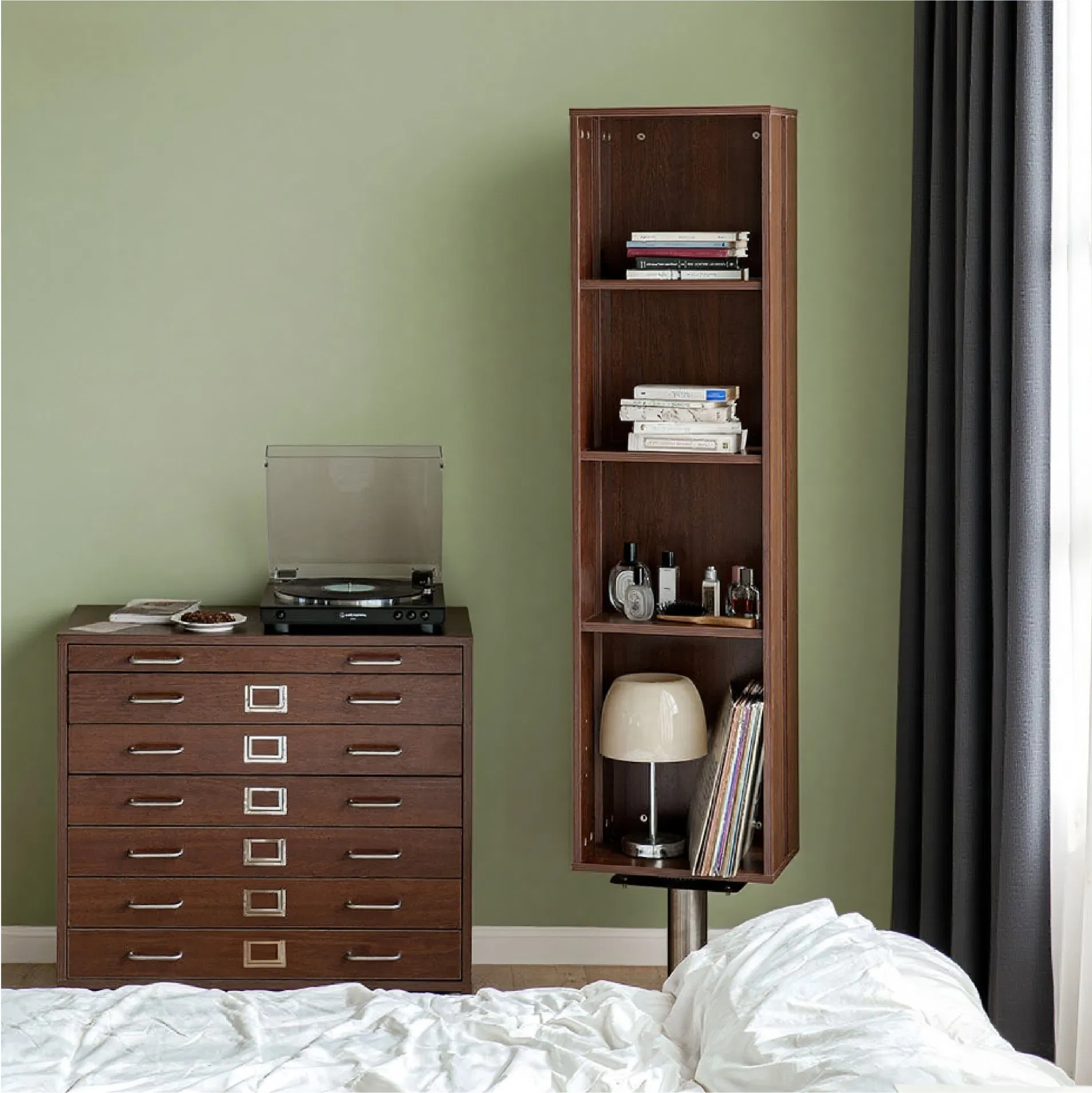 High-Quality Wooden Small Storage Rotating Side Cabinet Bookshelf