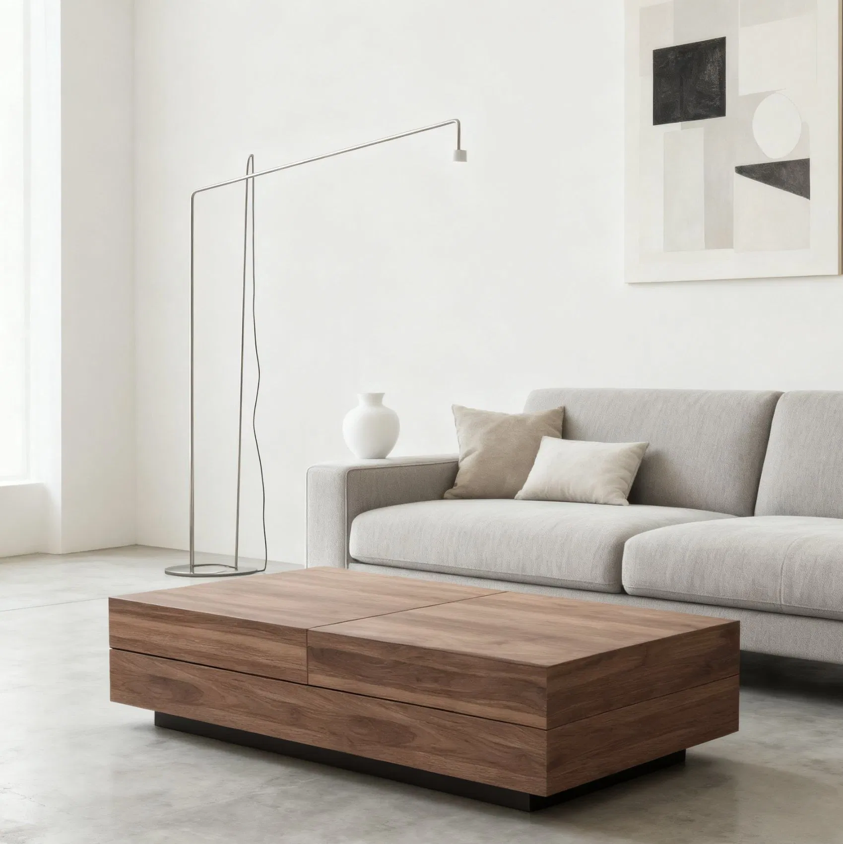 Modern High-End Coffee Table Cocktail Table Rectangular Multi-Compartment Hidden Storage
