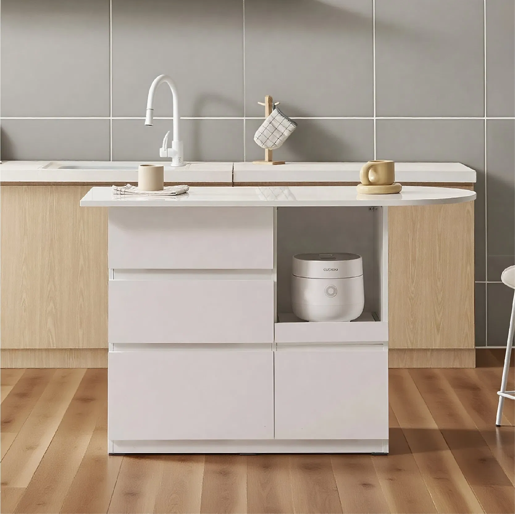 Luxury White Smart Kitchen Cabinets Whole House Cupboard Set