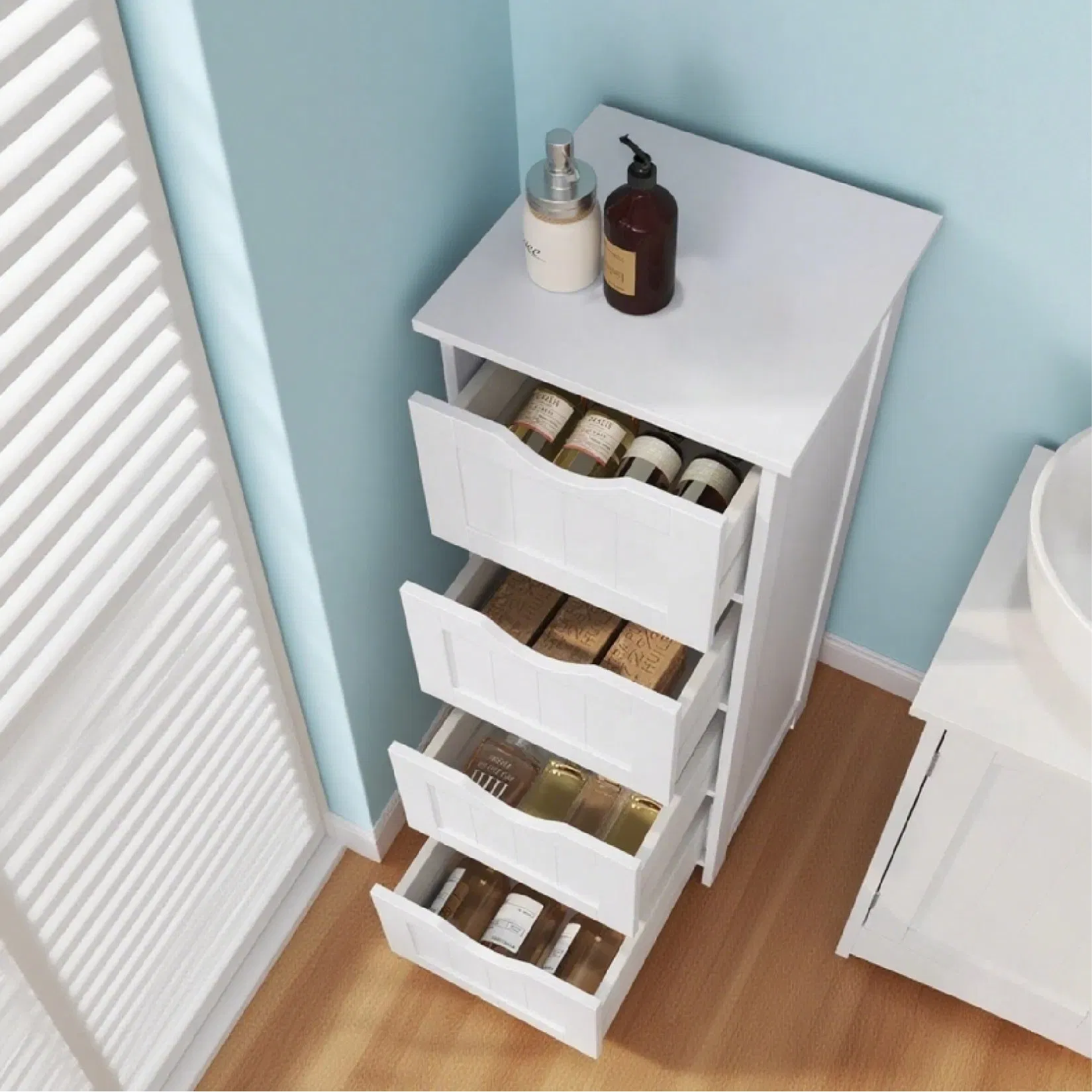 Modern Minimalist Four-Layer Bathroom Storage Shelf for Toilets