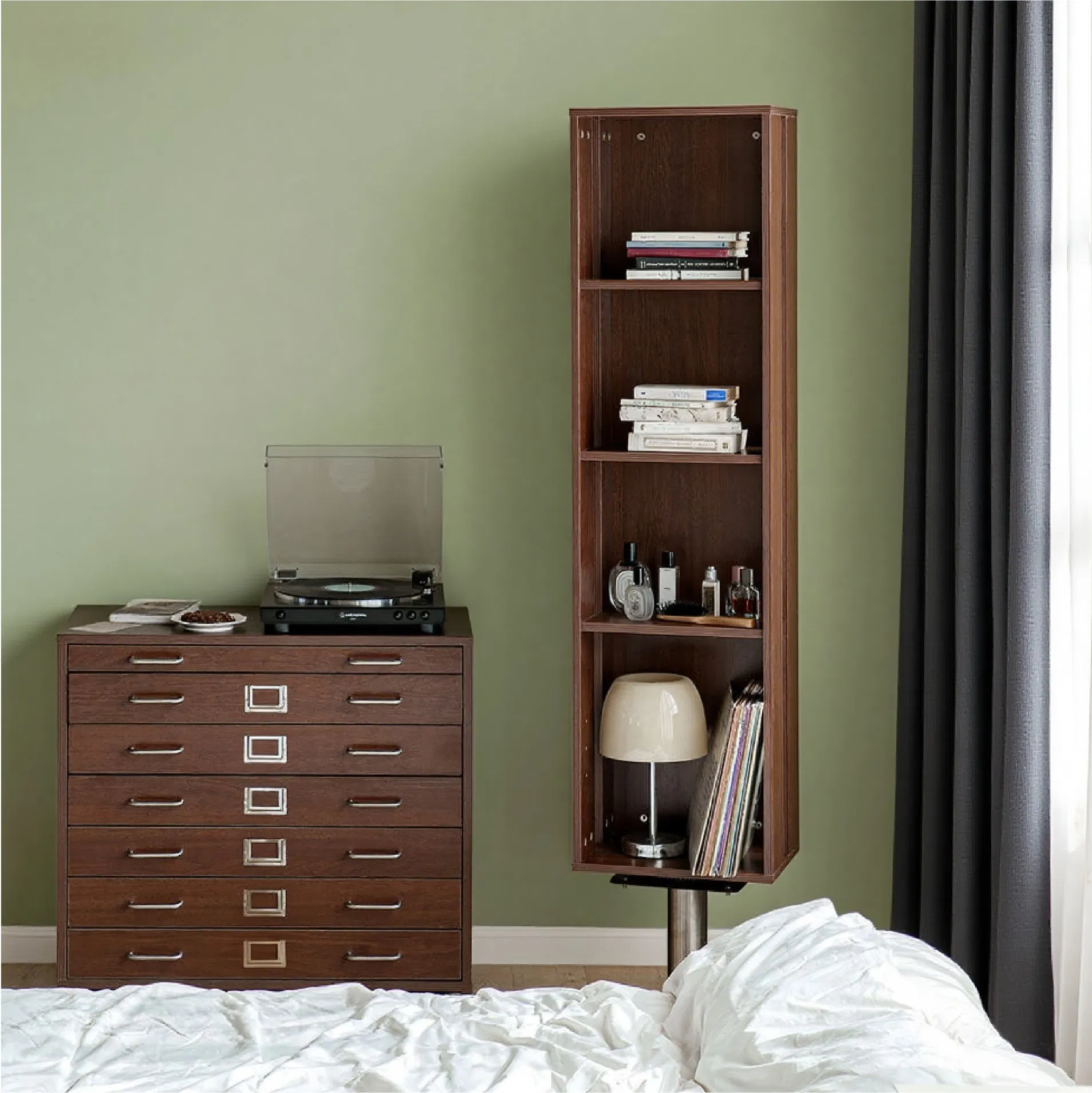 Unique Modern Multi-Sided Mirrored Rotatable Office Furniture Bookshelf