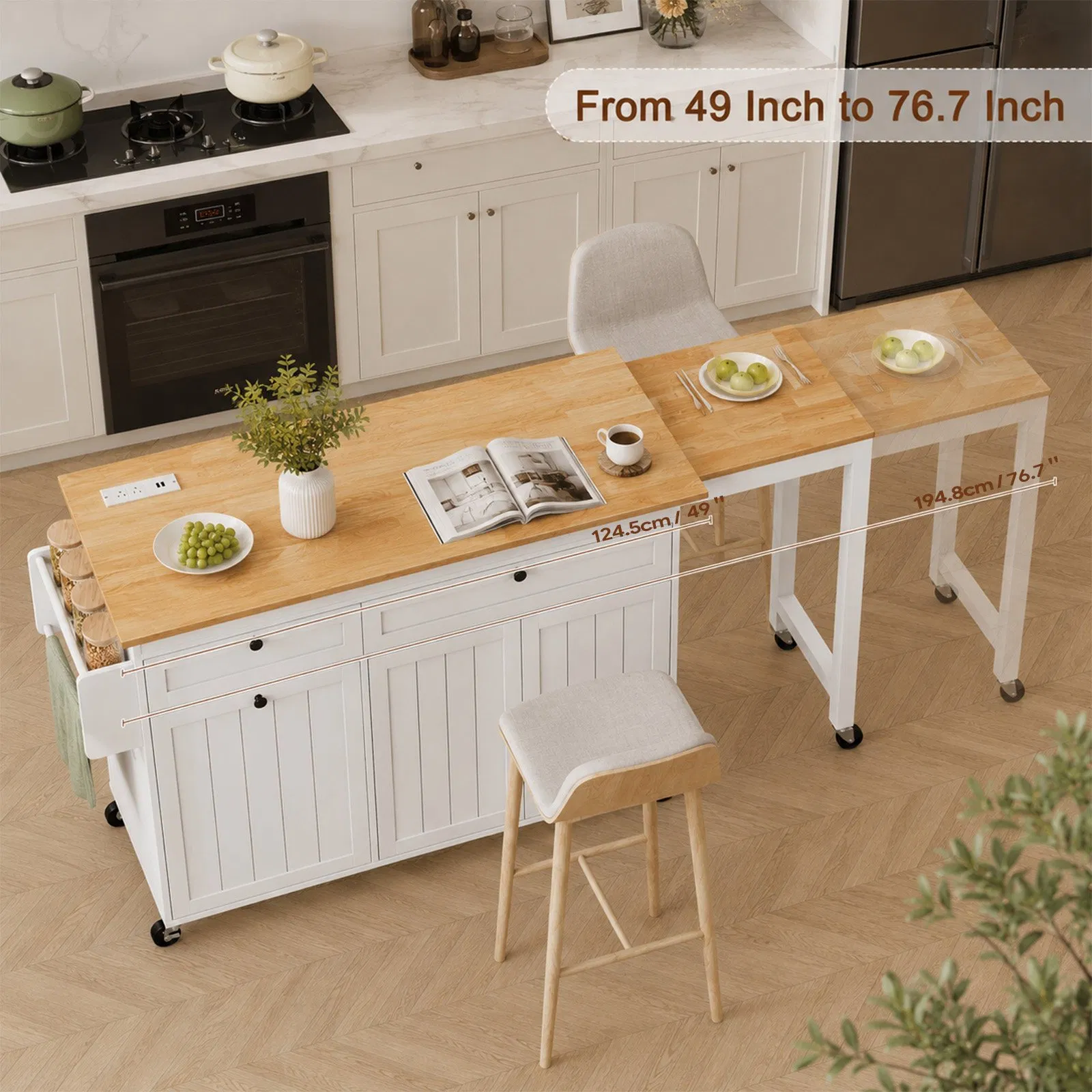 Modern Farmhouse Kitchen Island with Storage and Seating Options