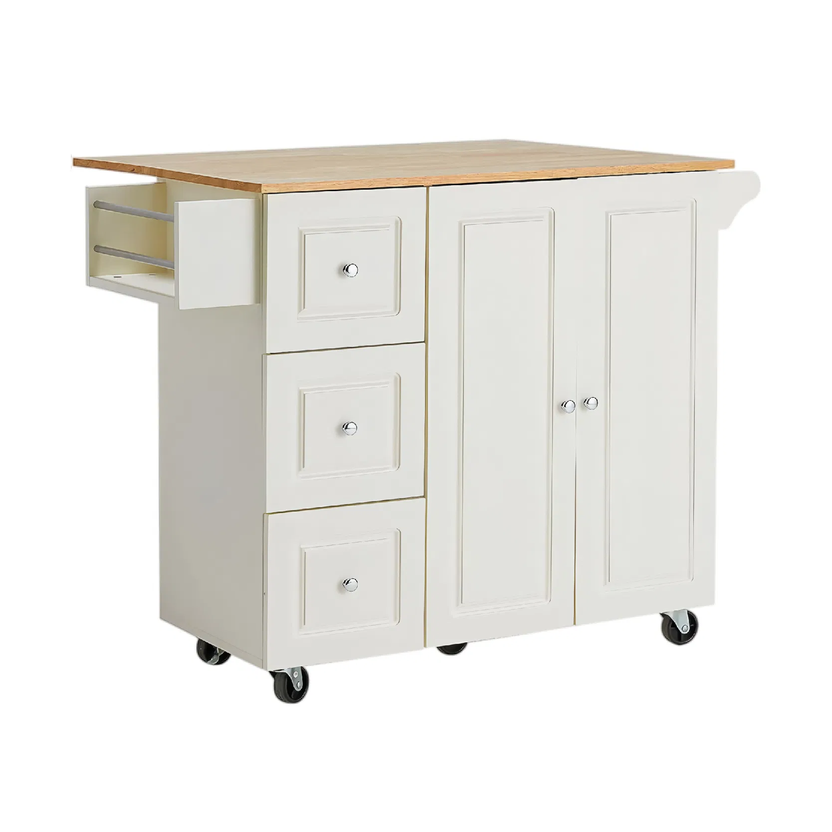 Modern and Minimalist White Kitchen Island with Ample Storage Capacity