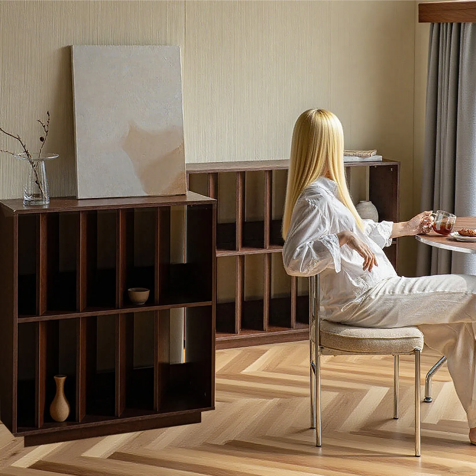 Modern Minimalist Bookcase with Shelves Large Capacity Open Design