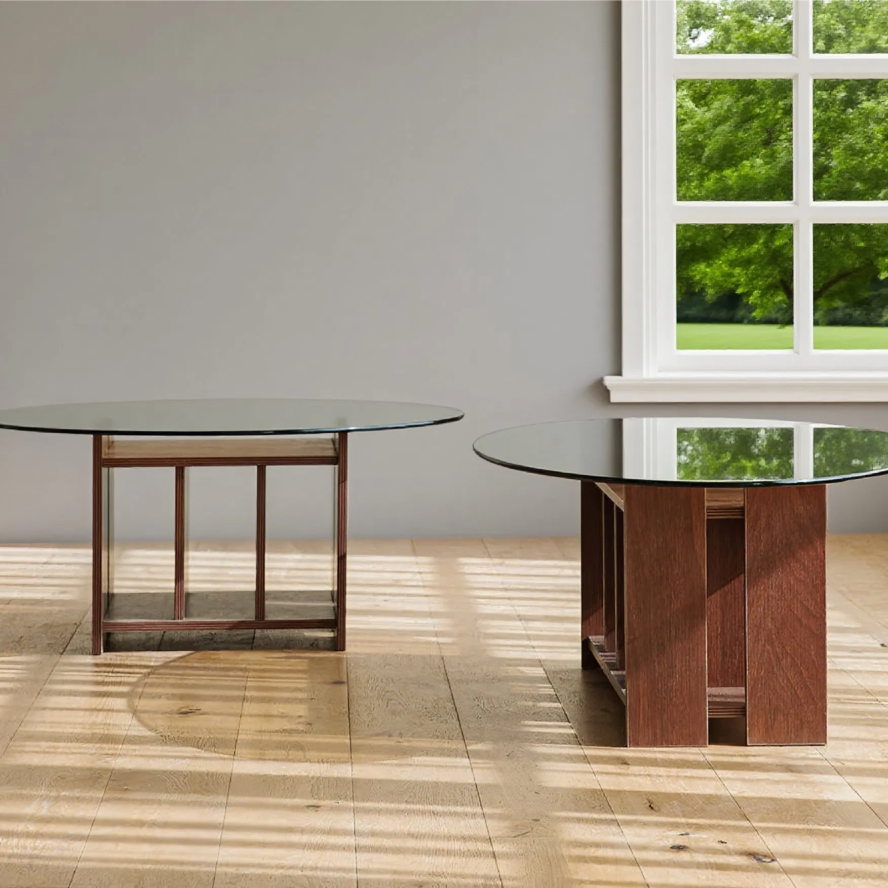 Nordic-Style Solid Wood Coffee Table Featuring Tempered Glass