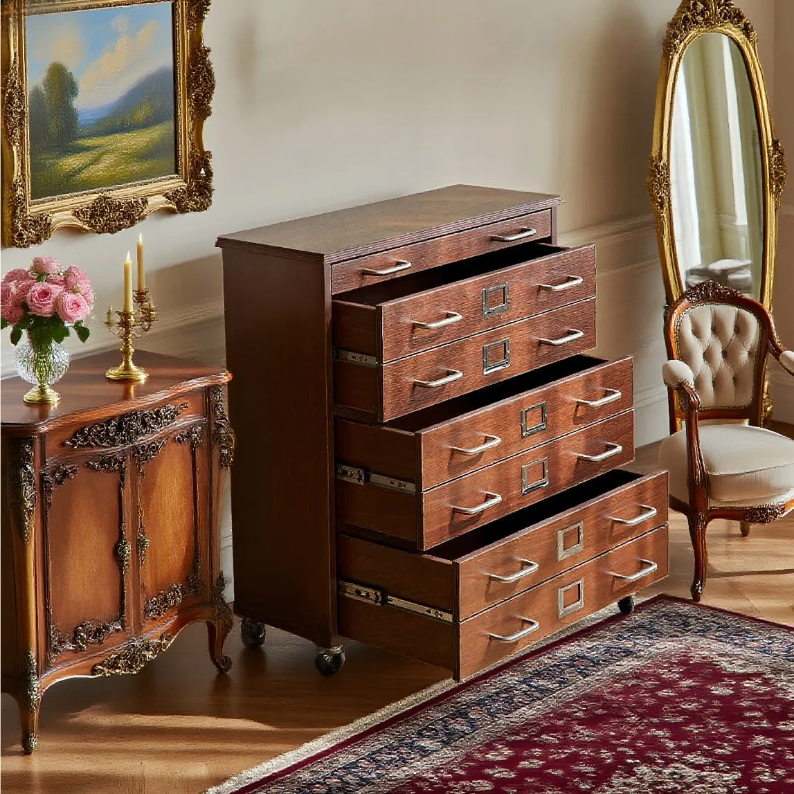 Stylish Log Color Multi-Layer Filing Cabinet for Office Storage